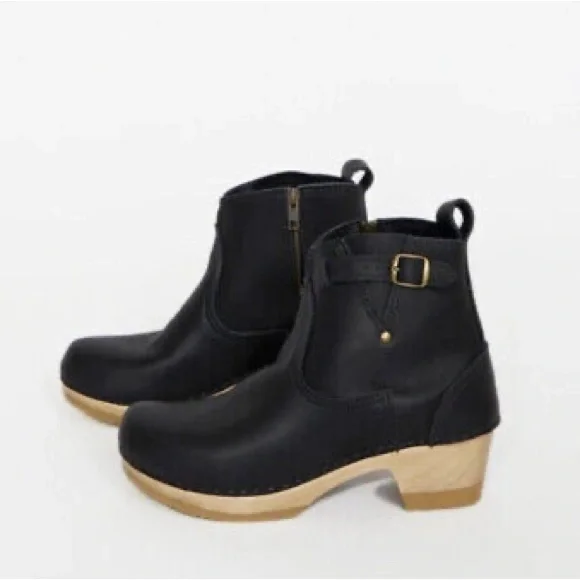 No. 6 black leather clog ankle boots - Picture 2 of 14